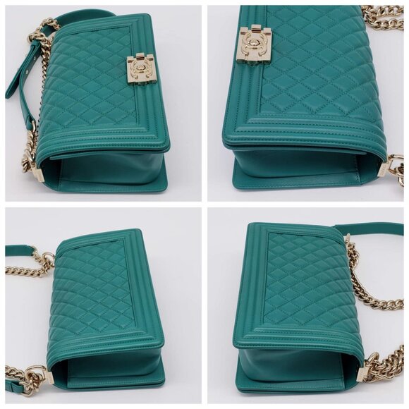 100% Authentic CHANEL Boy Small Green Leather Shoulder Bag 2650-080524 - Picture 6 of 16